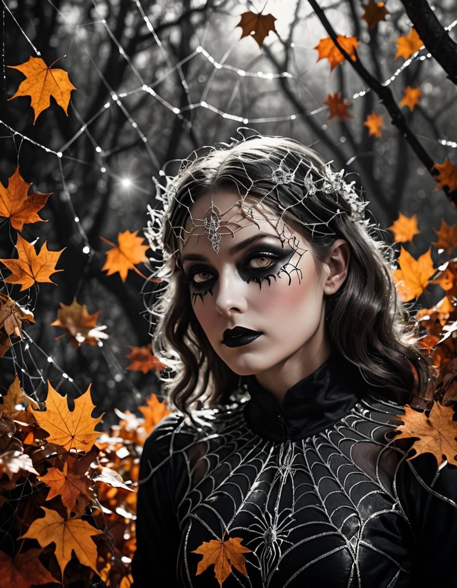 Autumn Dreamer in Surreal Halloween Scene