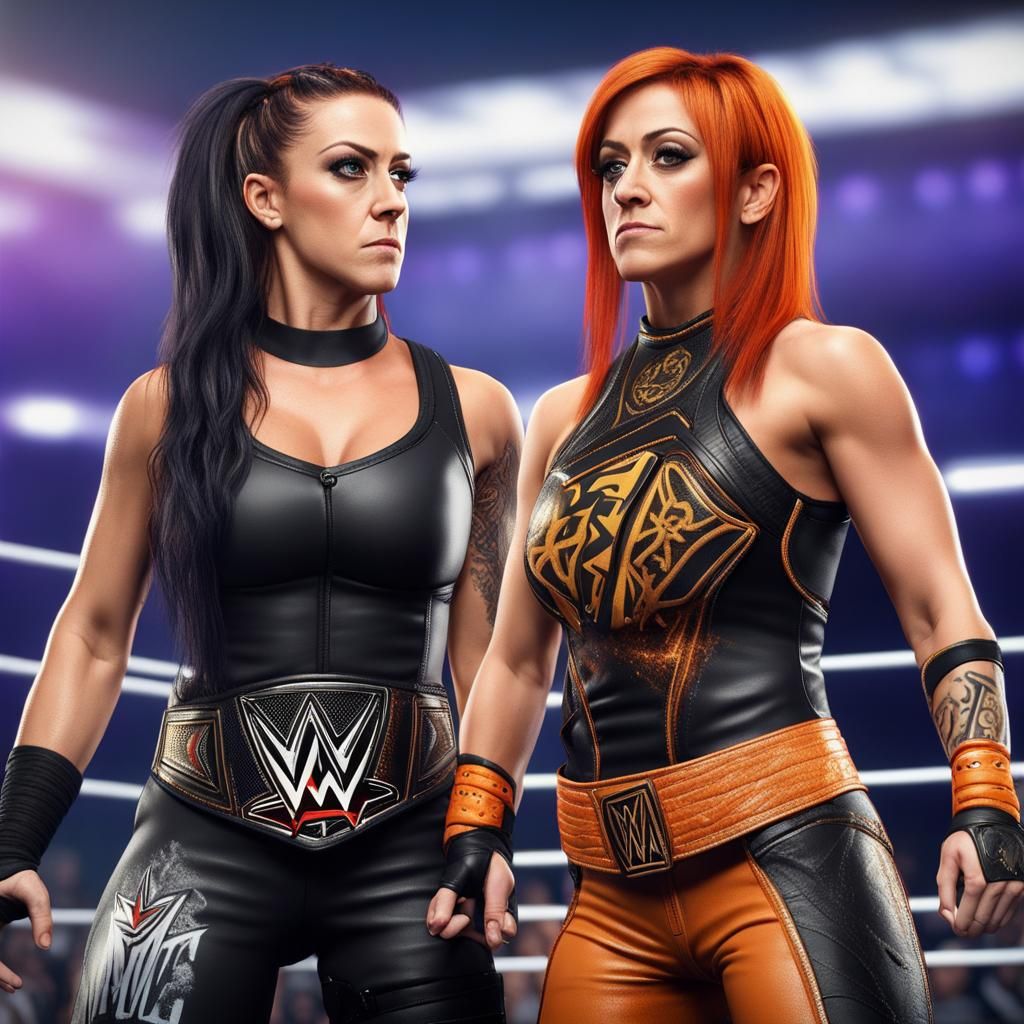 Bayley Spanks Becky Lynch: Detailed Matte Painting
