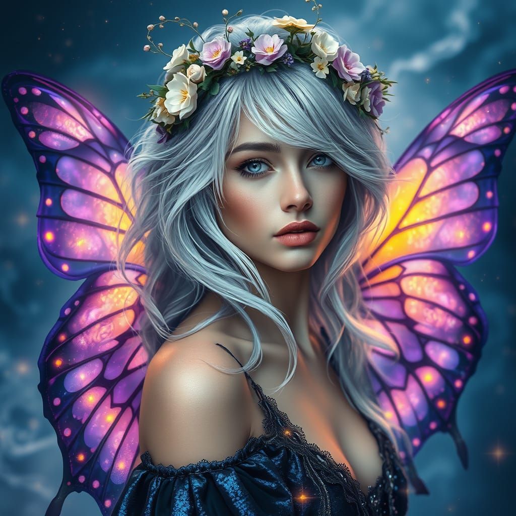 A mesmerizing digital fantasy painting of an ethereal woman ...