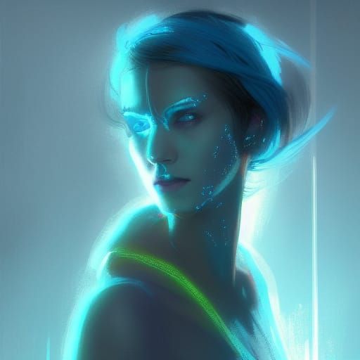 Eerie Portrait: Fair Girl with White Hair and Blue Eyes