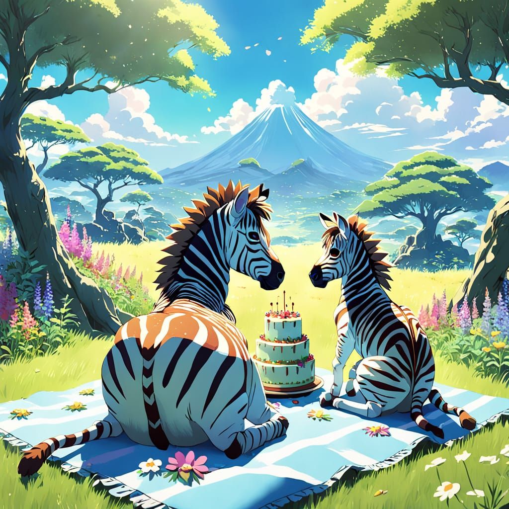 Whimsical Zebra Baby Couple Celebrates in Vibrant Savannah O...