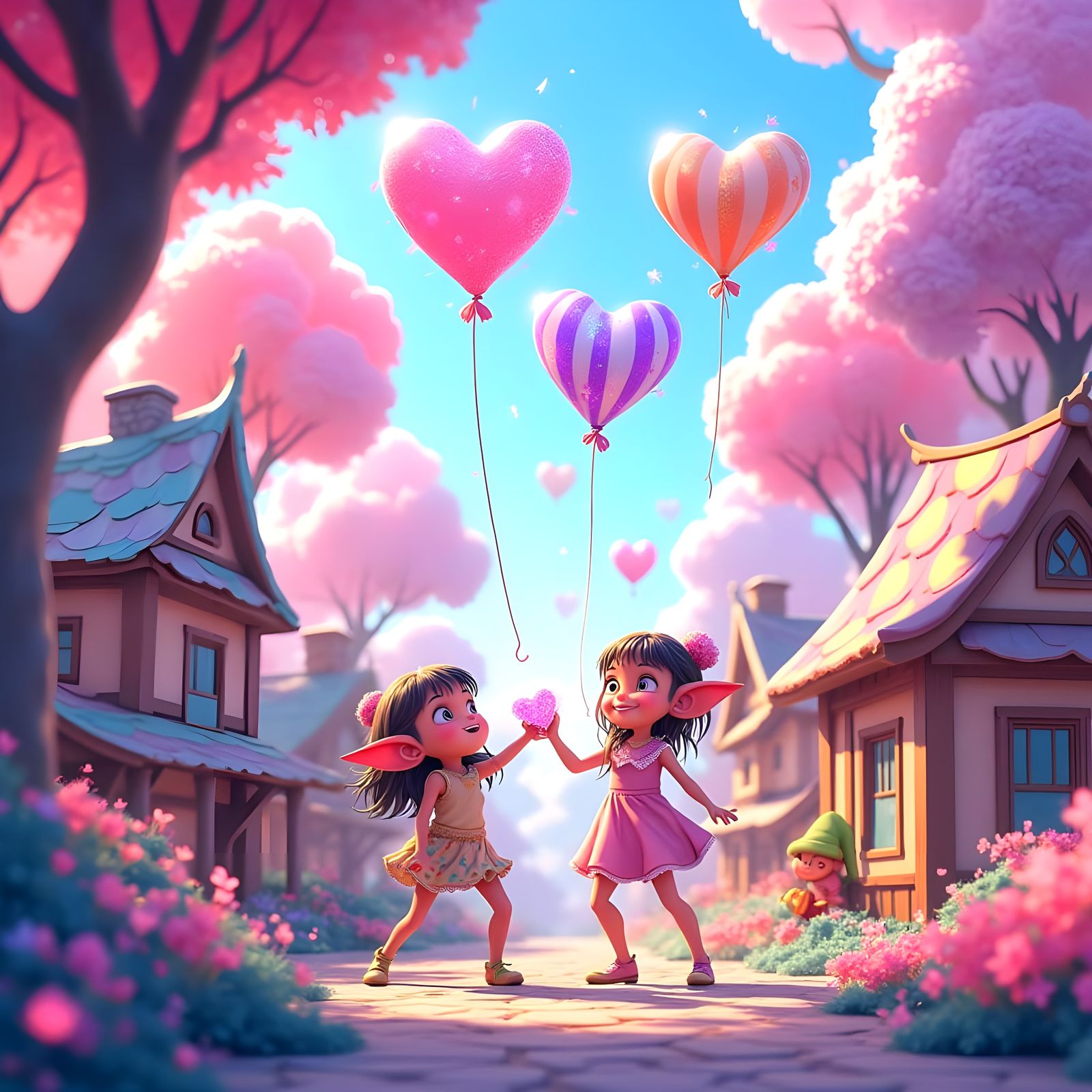 Whimsical Lollypop Wonderland in Vibrant, Dreamlike Style