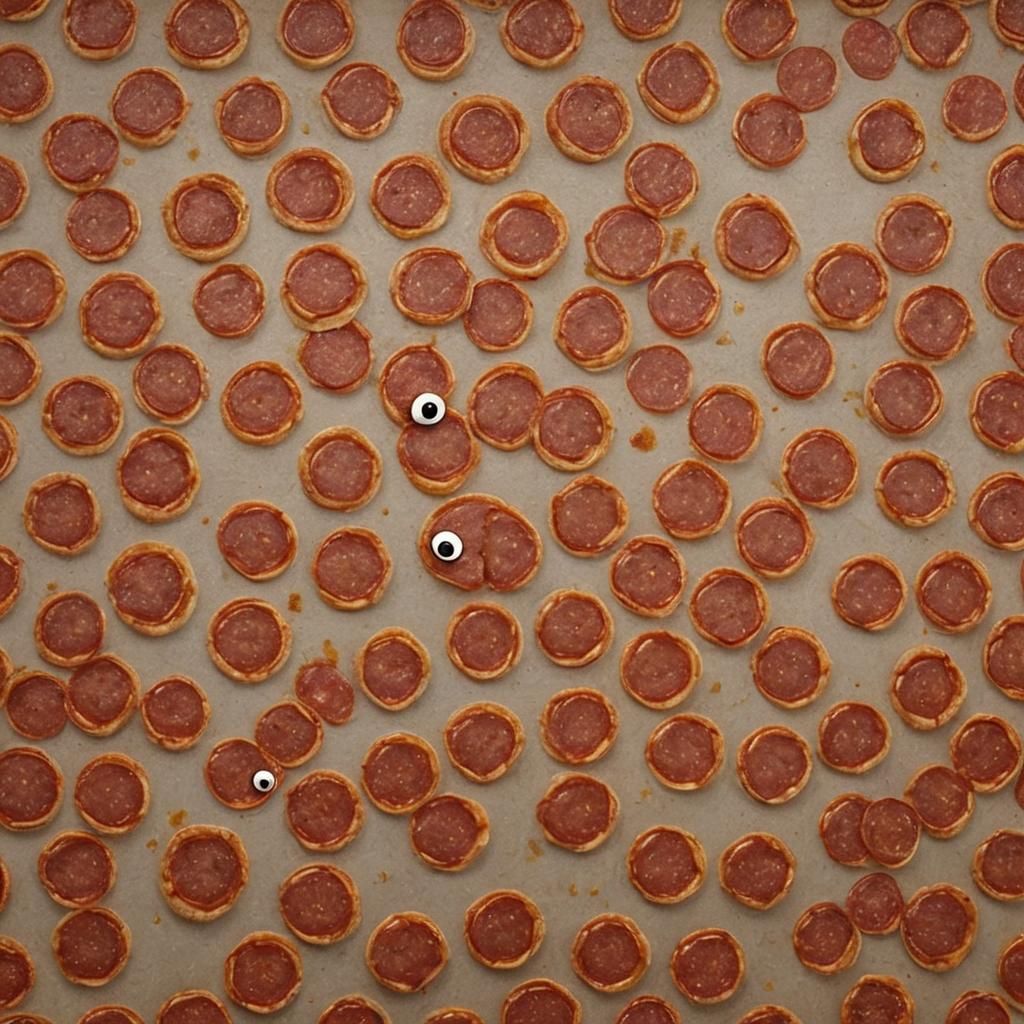 Smiling Pepperoni Pizza with a Winking Eye