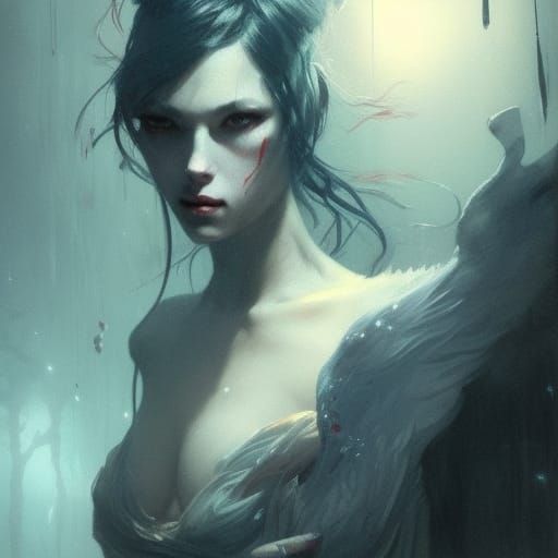 Diamond Eyes in the Dark: A Sinister Fantasy Portrait