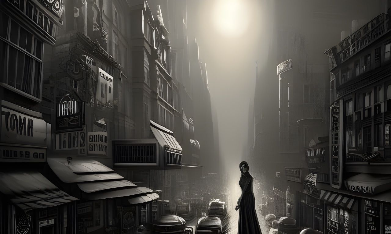 Beautiful 1950s Noir City Hyper-Realistic Fantasy Art