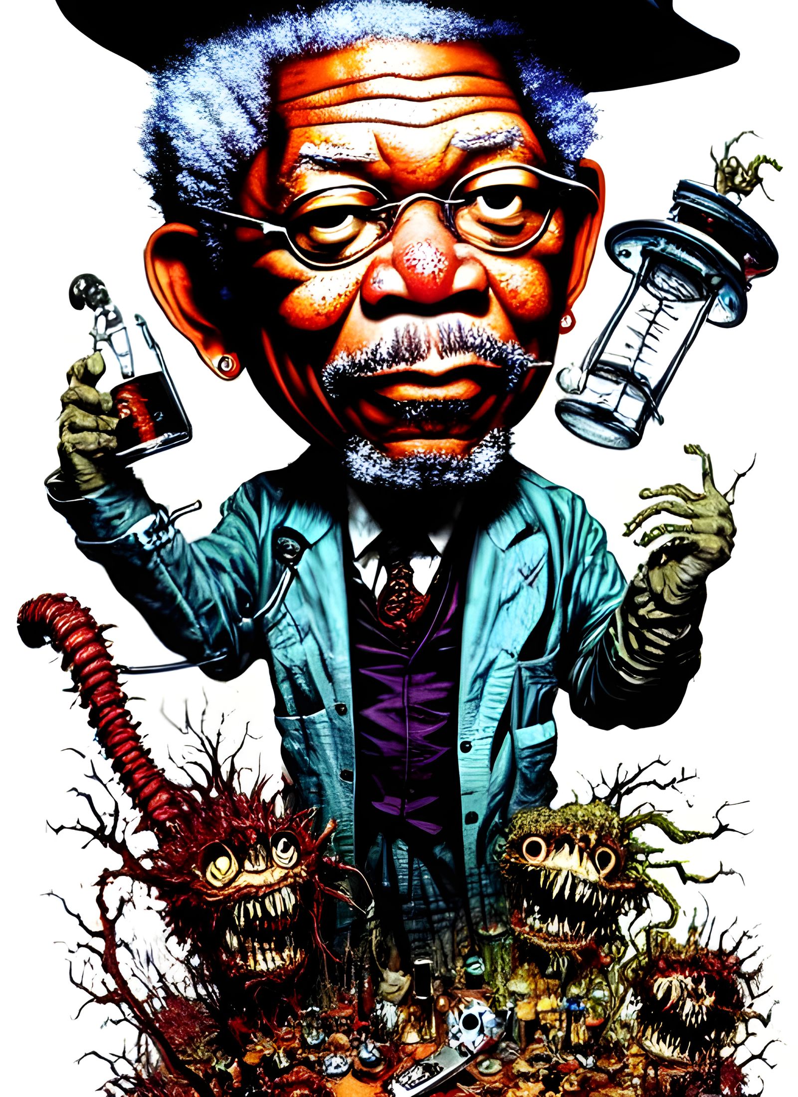 Chibi Morgan Freeman as Mad Scientist