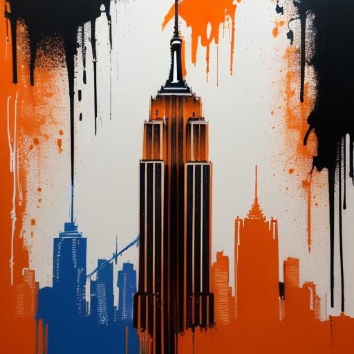 Empire State Building in Graffiti Splash Art