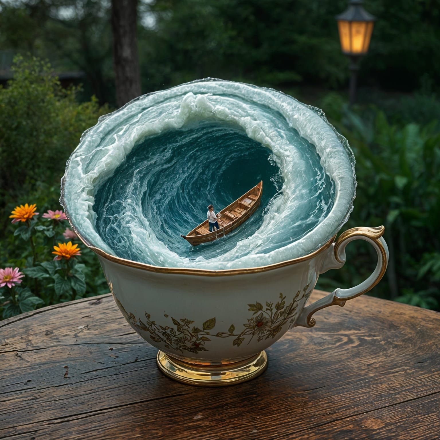 Whirlpool Tea Cup: A Surreal Digital Artwork