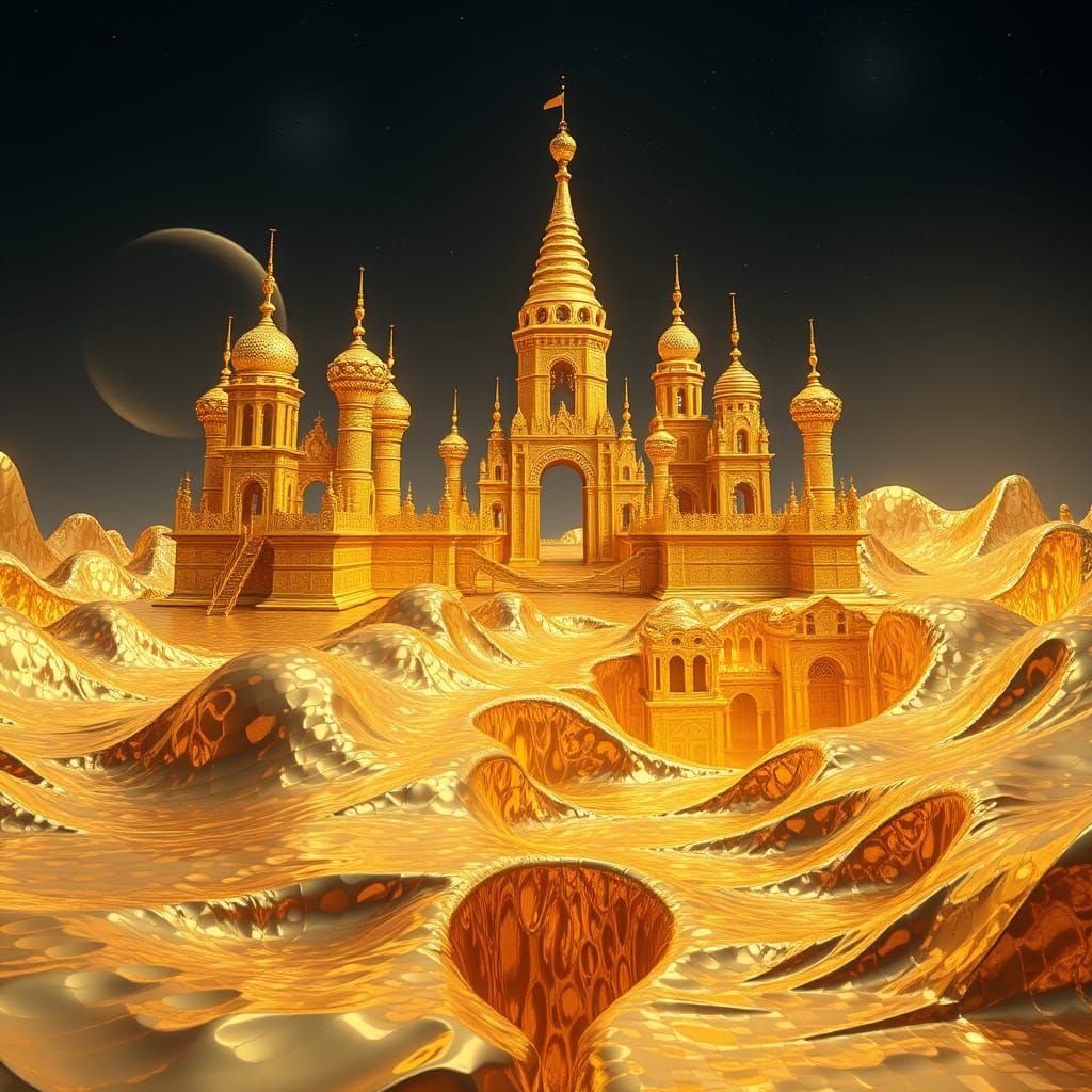 Surreal Golden Palace Melting and Reforming