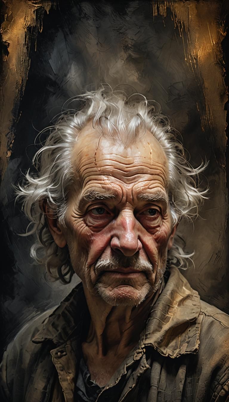 Aged Man's Face in Rembrandt-Inspired Digital Art