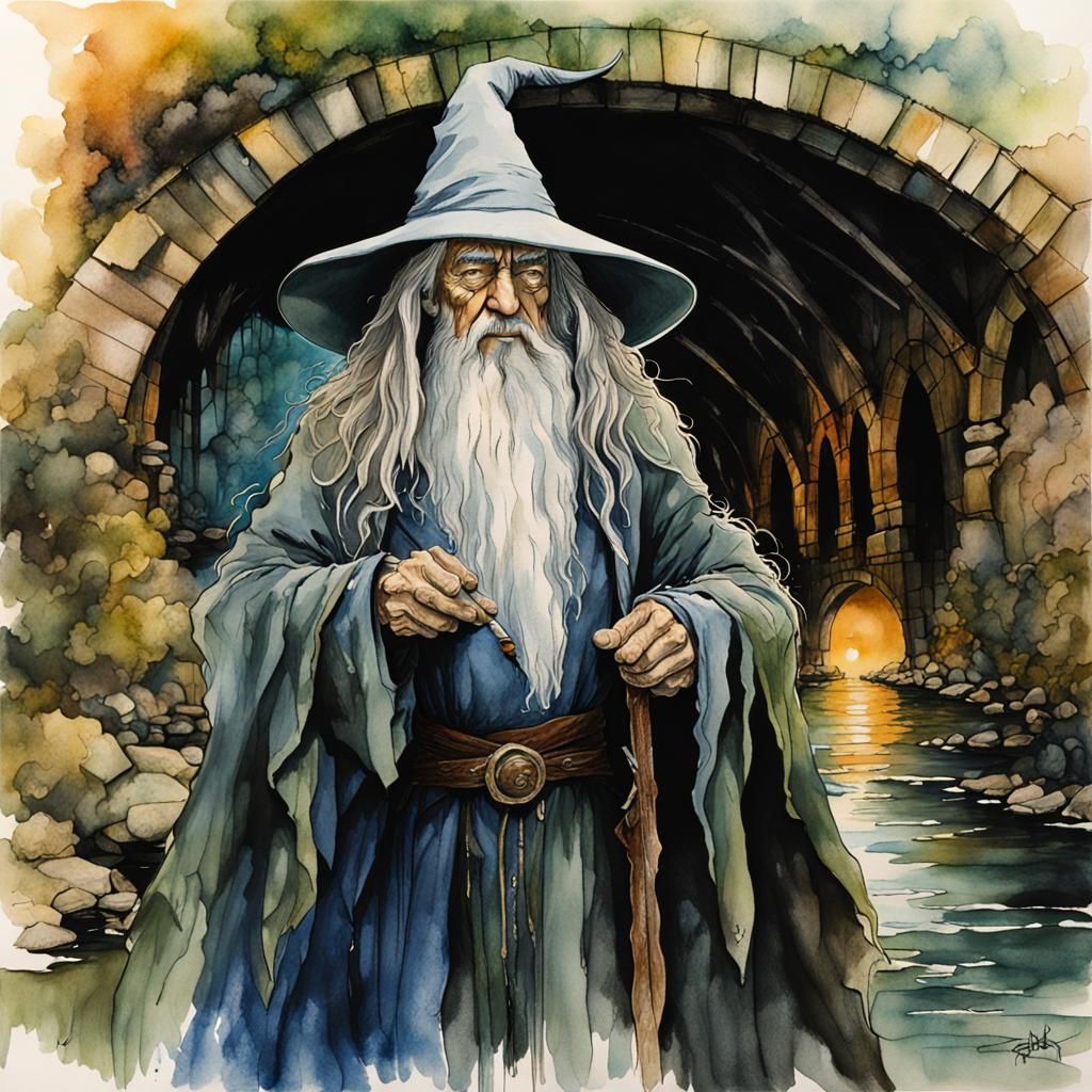 Gandalf Portrait on Khazad-dûm in Alcohol Ink