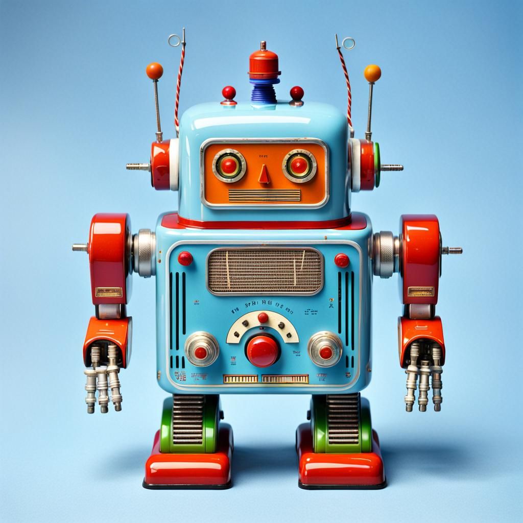 Retro Toy Robot with Visible Mechanics