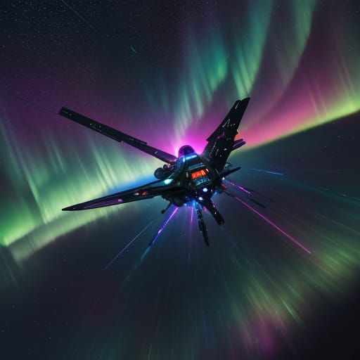Person Flying Through Space: Vibrant Digital Art