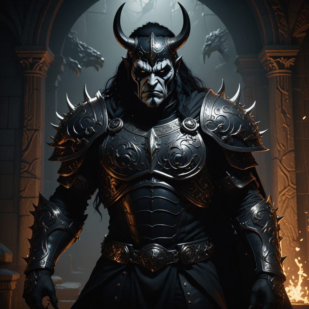 Dark Fantasy King in Black Metal Armor