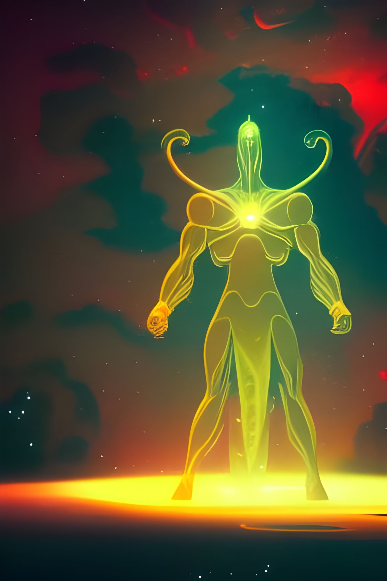 Machine God in Retrofuturist Nebula