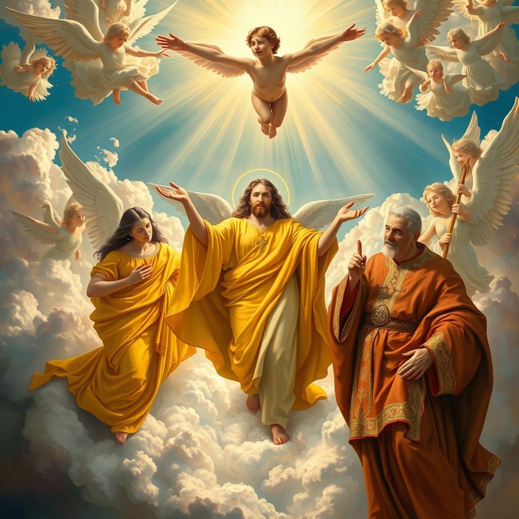 Angelic Heaven with Jesus and Pope Leo in Renaissance Style