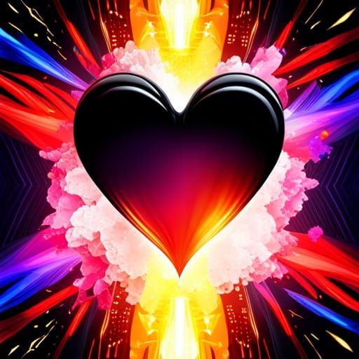 Colorful Explosion from Stone Heart: Photorealistic Renderin...