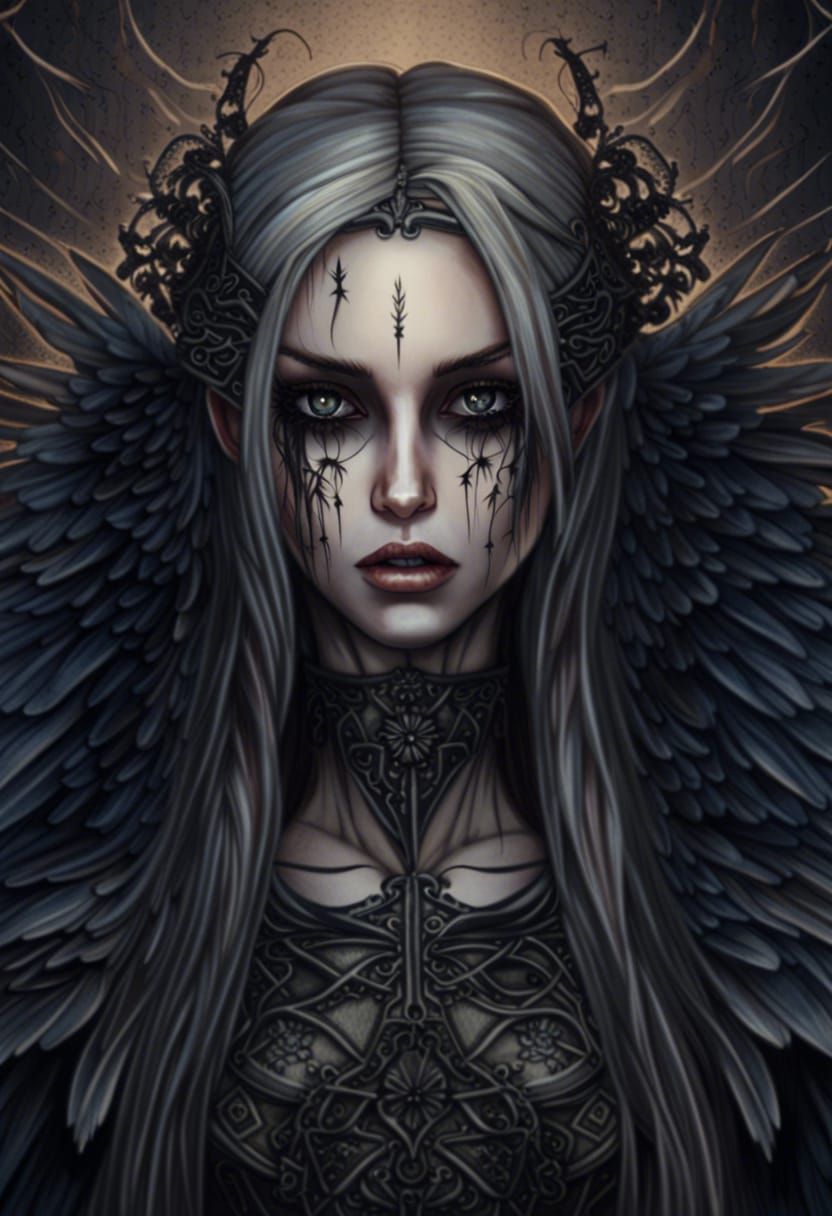 Melancholic Gothic Angel in HDR