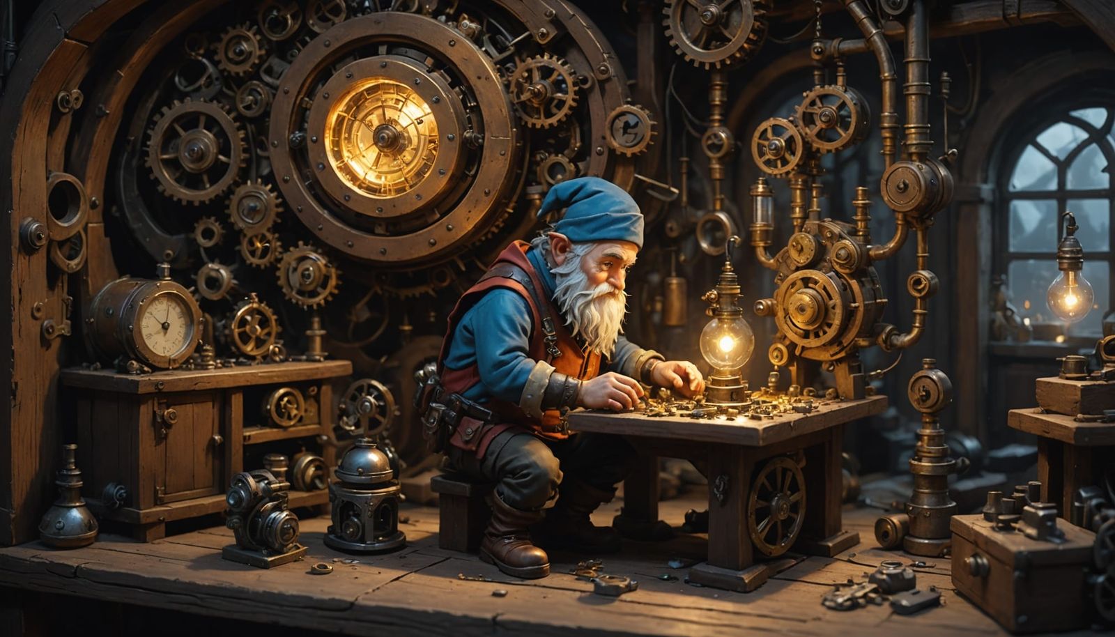 Gnome Tinkerer with Clockwork Portal Device