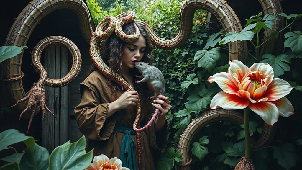 Medusa's Carnivorous Garden: A Digital Painting