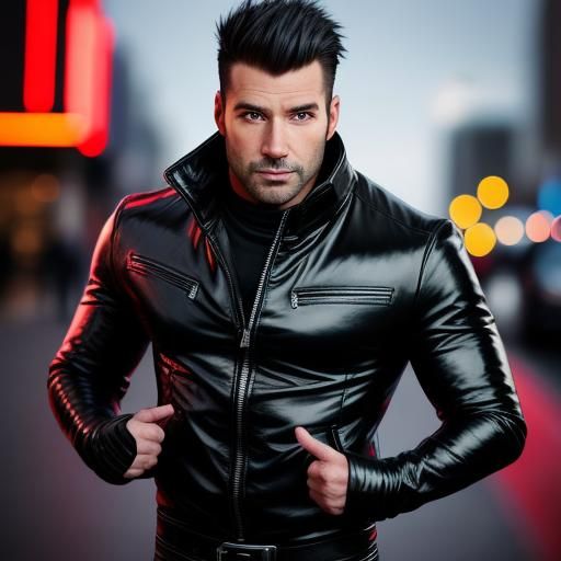 Muscular Man in Leather Trousers, Professional Photography