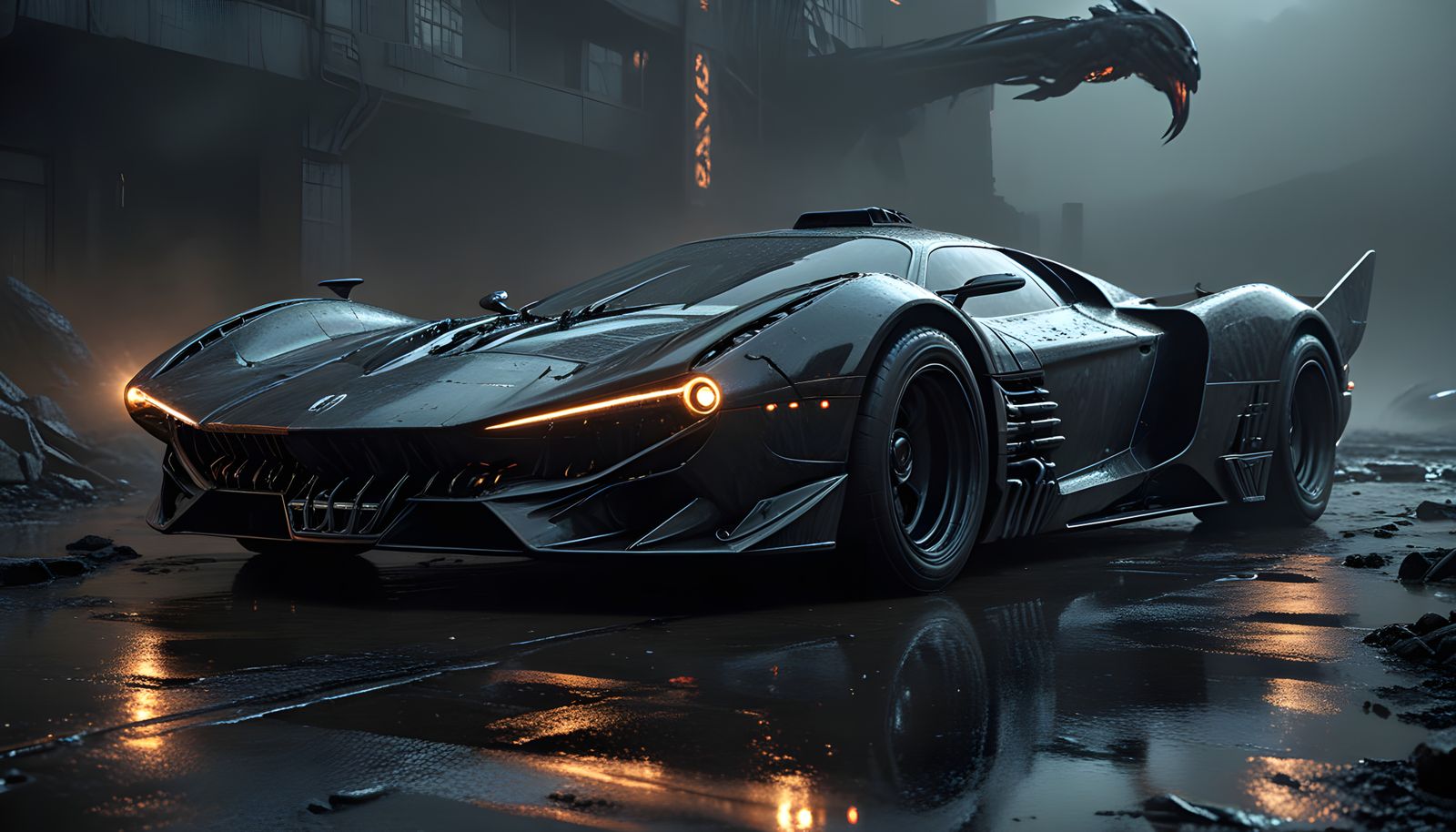 Cyberpunk Super Car Unveiled on a Futuristic Planet