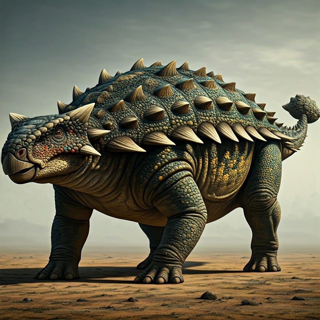 Hyper-Realistic Ankylosaurus Portrait in Earthy Tones