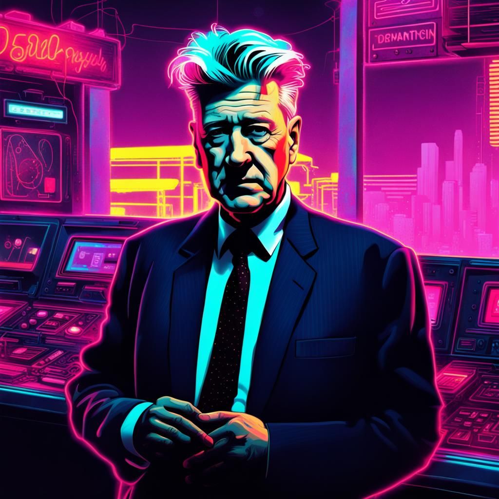 David Lynch in Cyberpunk Neon Environment