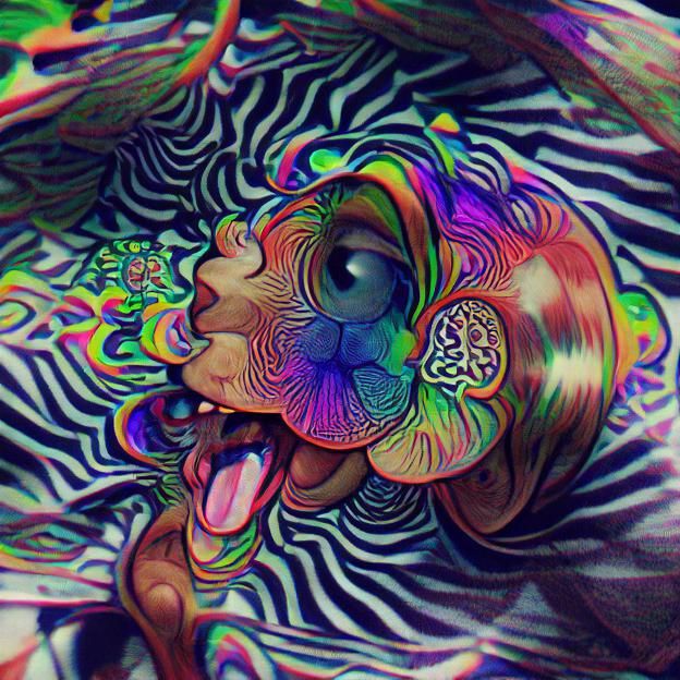 Abstract Psychedelic Swirl of Colors and Shapes