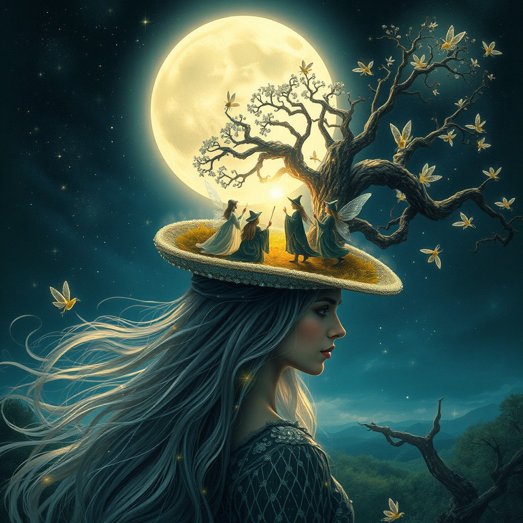 Ethereal Woman with Mystical Hat, Rackham Illustration