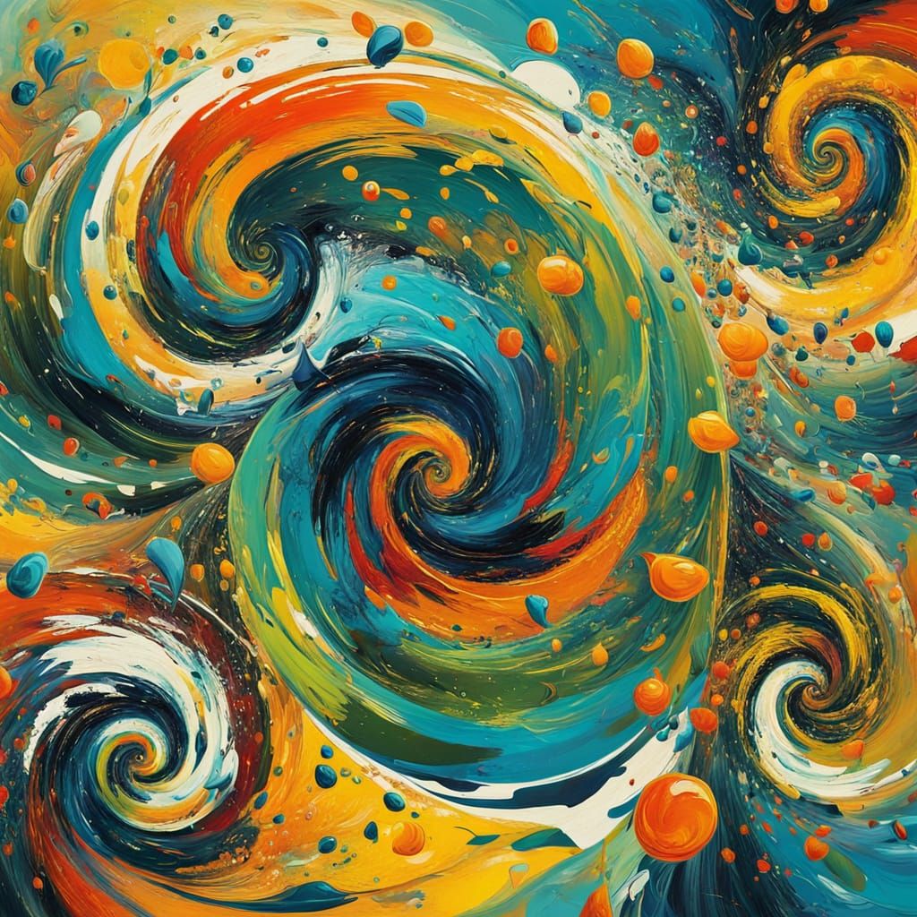 Vibrant Cubist Surrealism with Swirling Faces