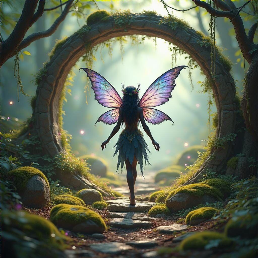 Fairy Emerges From Shimmering Portal in Hidden Grove
