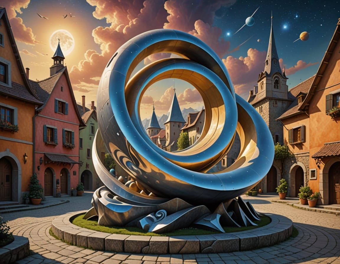 Modern sculpture in the old town