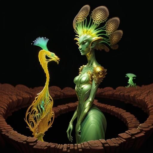 Bioluminescent Spore Portrait in Surreal Fantasy Style