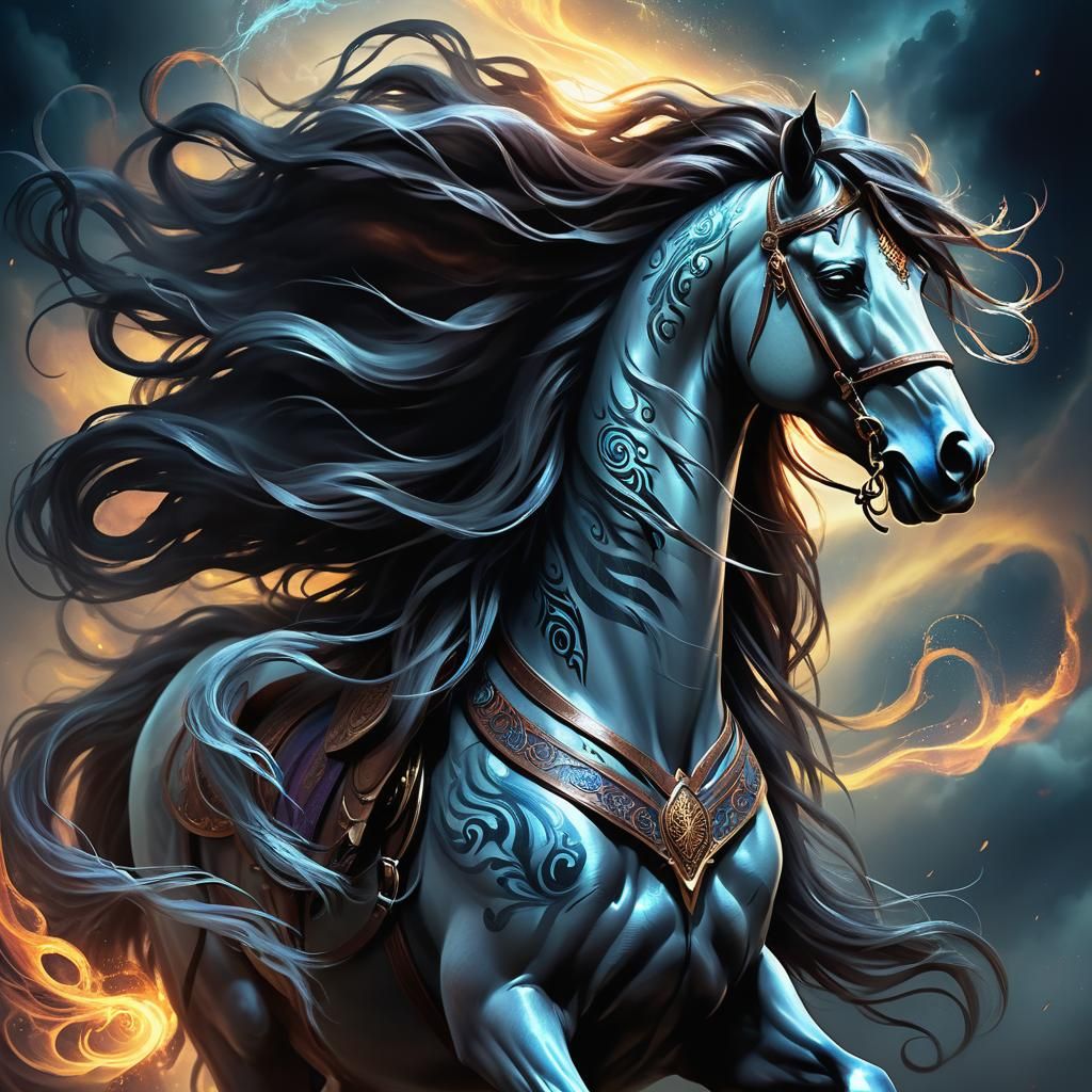 Ethereal Horse Rider in Dark Fantasy Style
