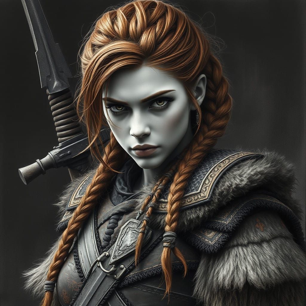 Medieval Barbarian Warrior Emerges from Shadows