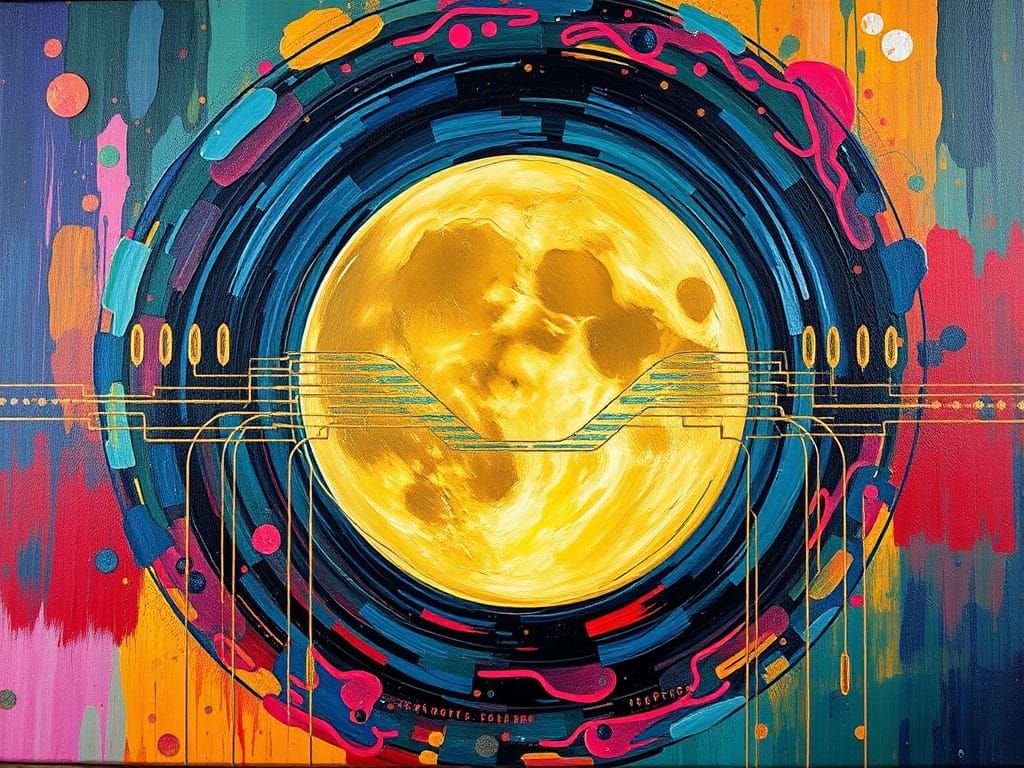 Moon Goddess in Vibrant Neo-Impressionist Oil Painting