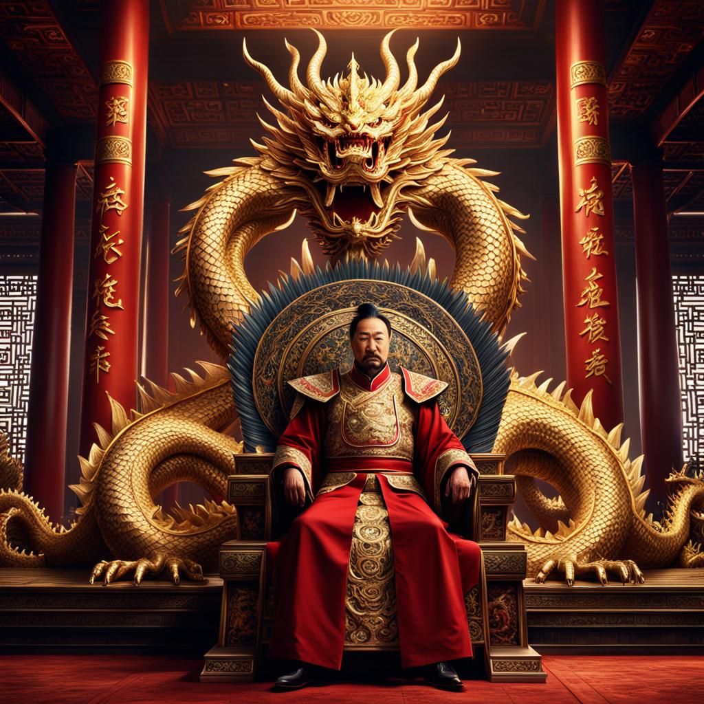 Emperor of China with Dragon: Digital Matte Painting