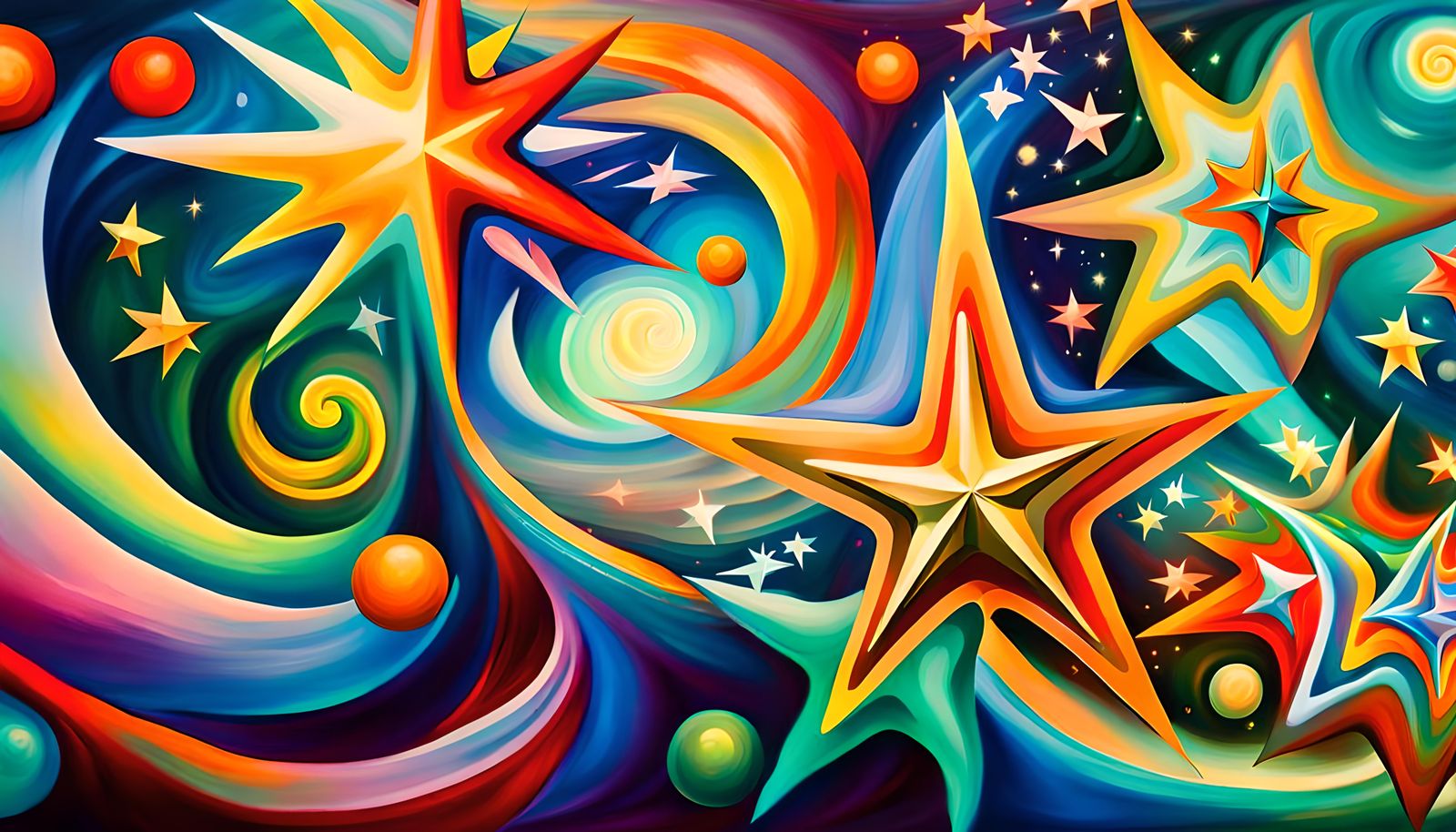 Iridescent Stars Connected in Electromagnetic Plasma Maelstr...