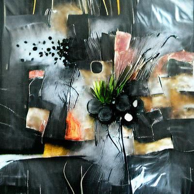 Dark Abstract Art Piece in Mixed Media