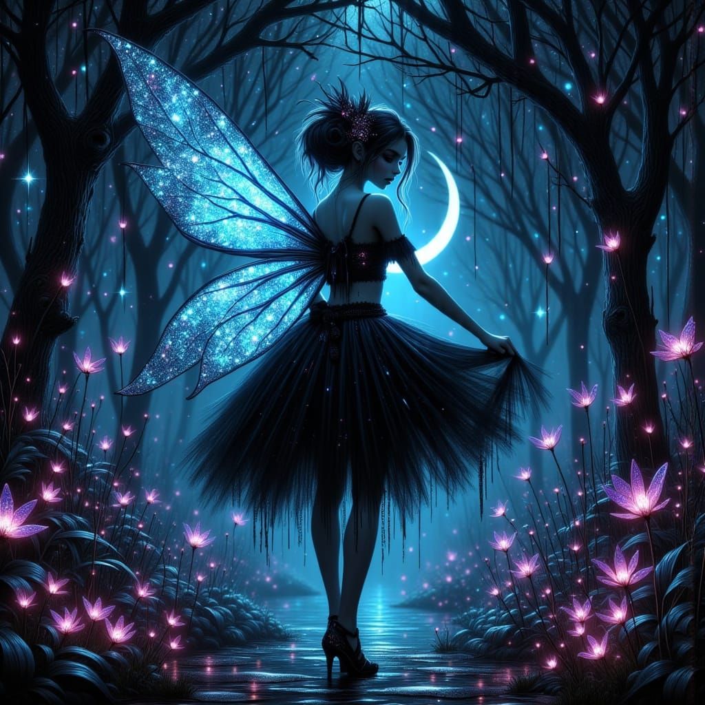 Gothic Punk Fairy in Twilight Garden
