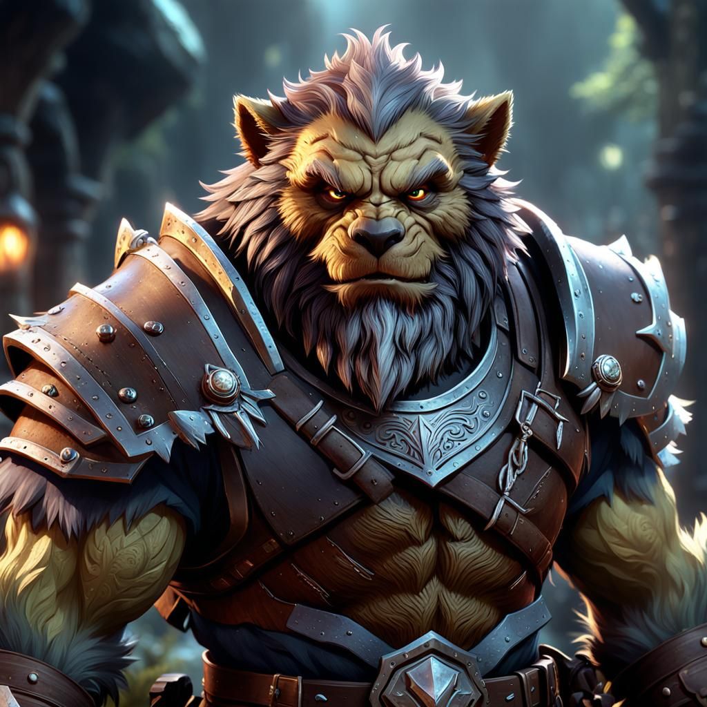 Gentle Bugbear with Sly Smirk, D&D Style