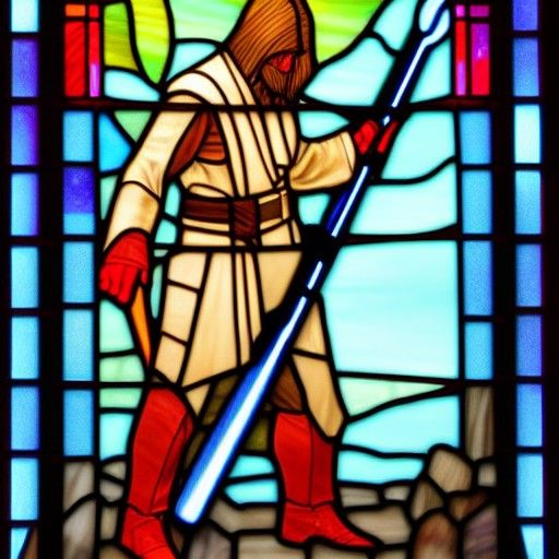 Jedi Versus Sith in Stained Glass Style