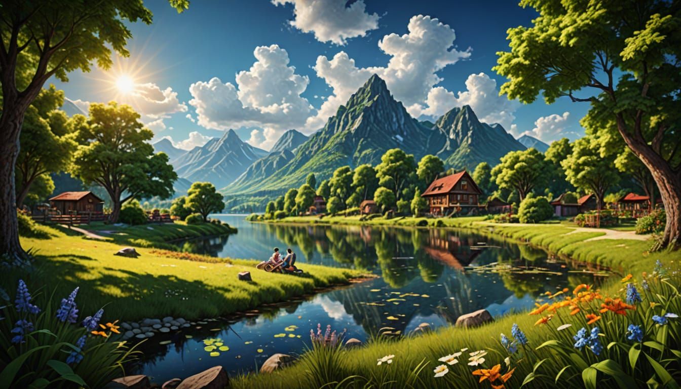 Vibrant Summer Atmosphere with Intricate Details