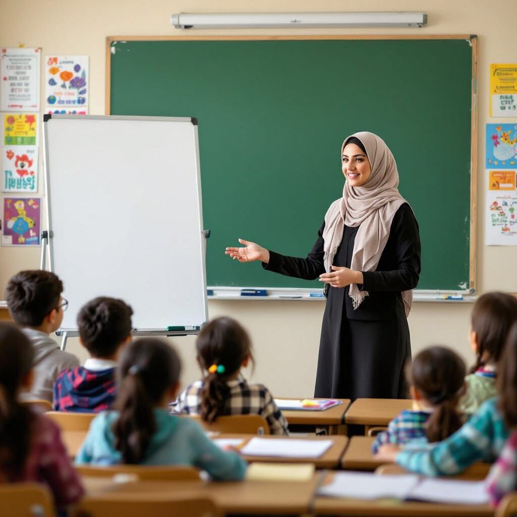 Enthusiastic Students Learning in a Bright Classroom