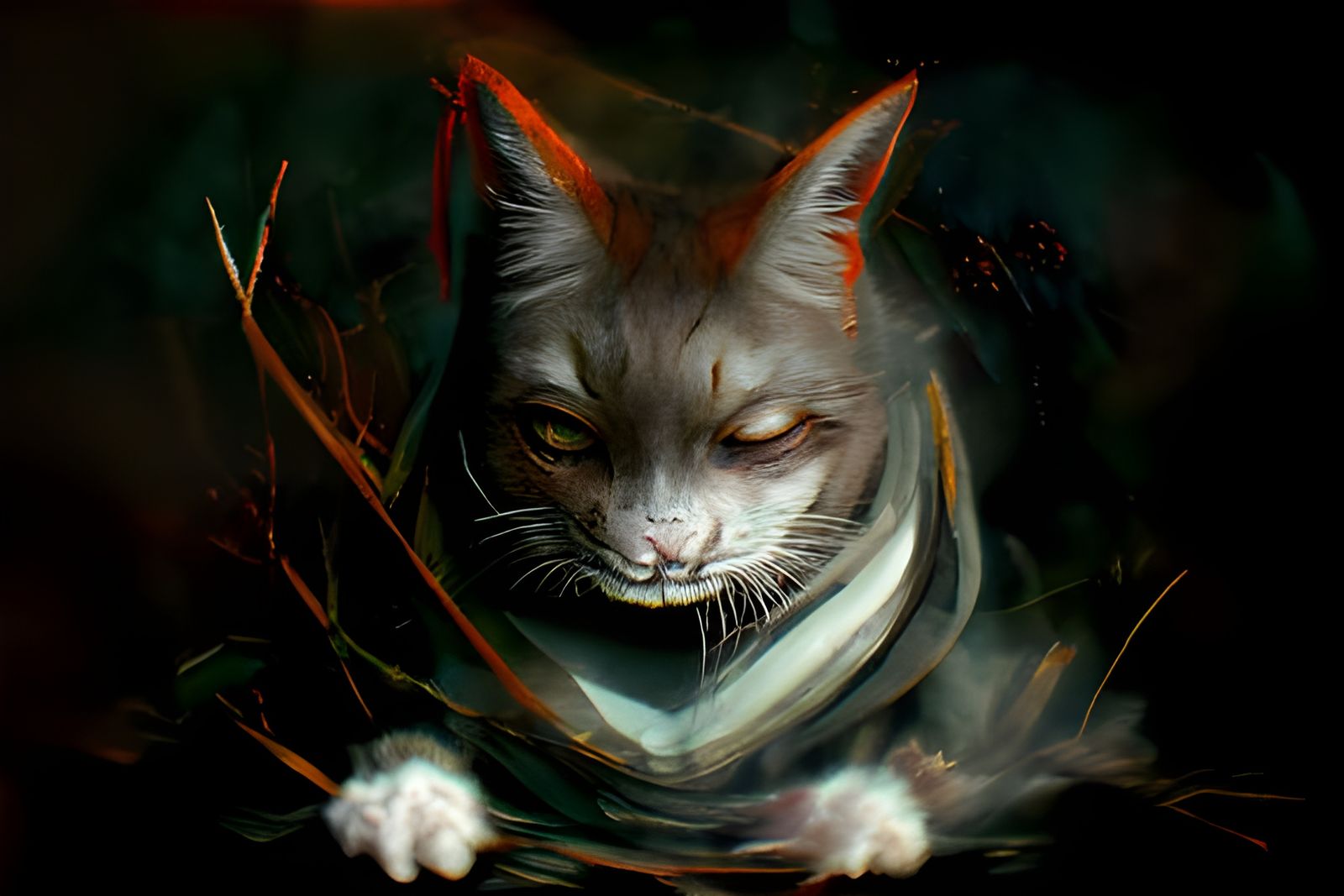 Sinister Zen Cat Digital Illustration
