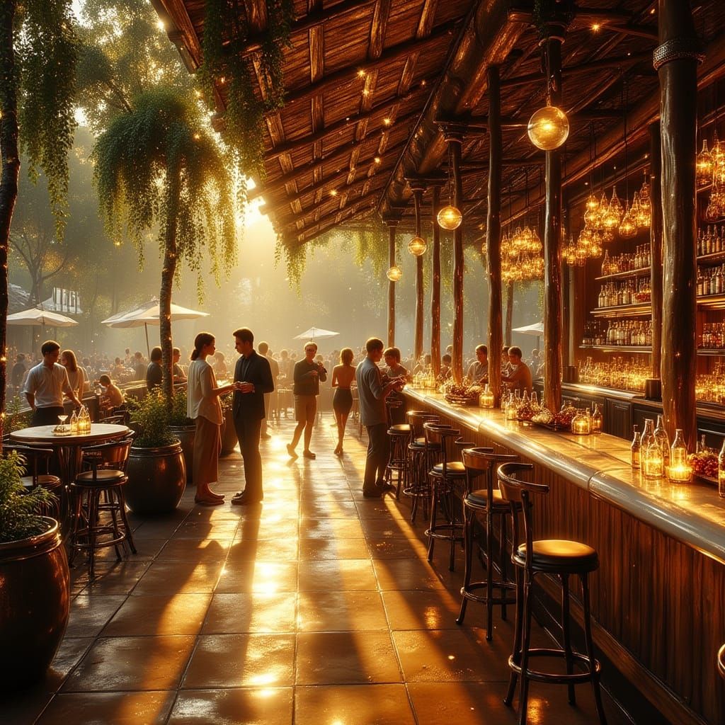 Elegant Open-Air Lounge at Dusk