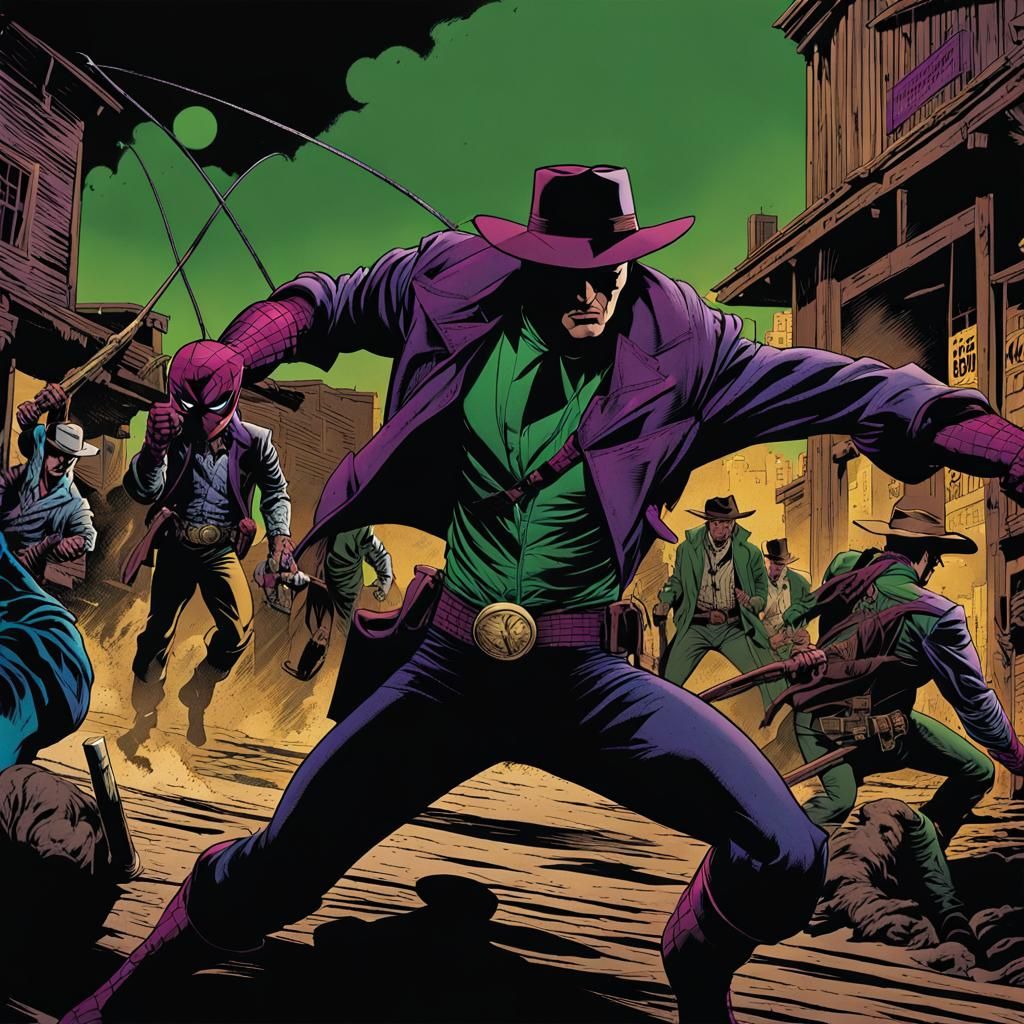 Spider-Man Wild West Showdown in Comic Book Style