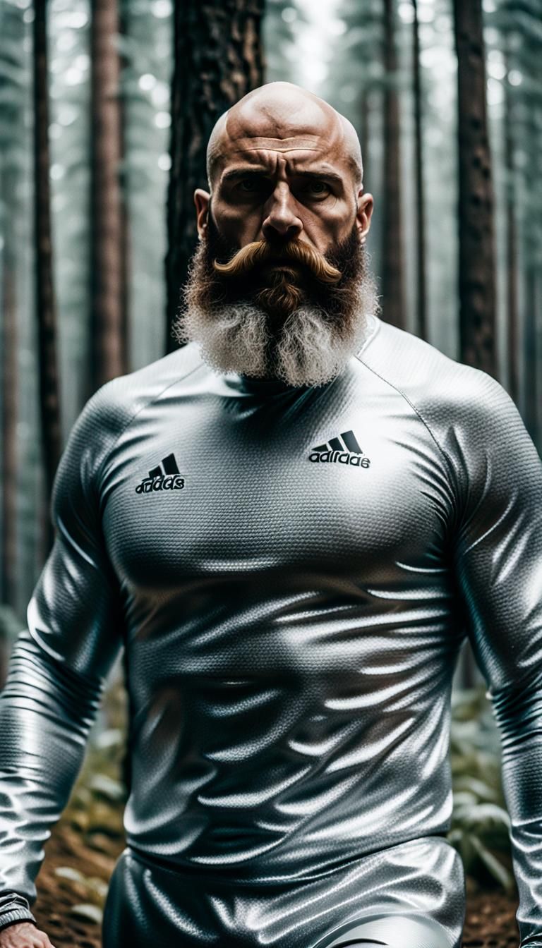 Slavic Man in Silver Adidas Outfit