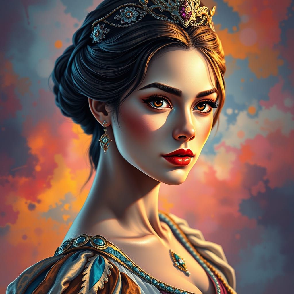 Regal Princess in Vibrant Anime Style